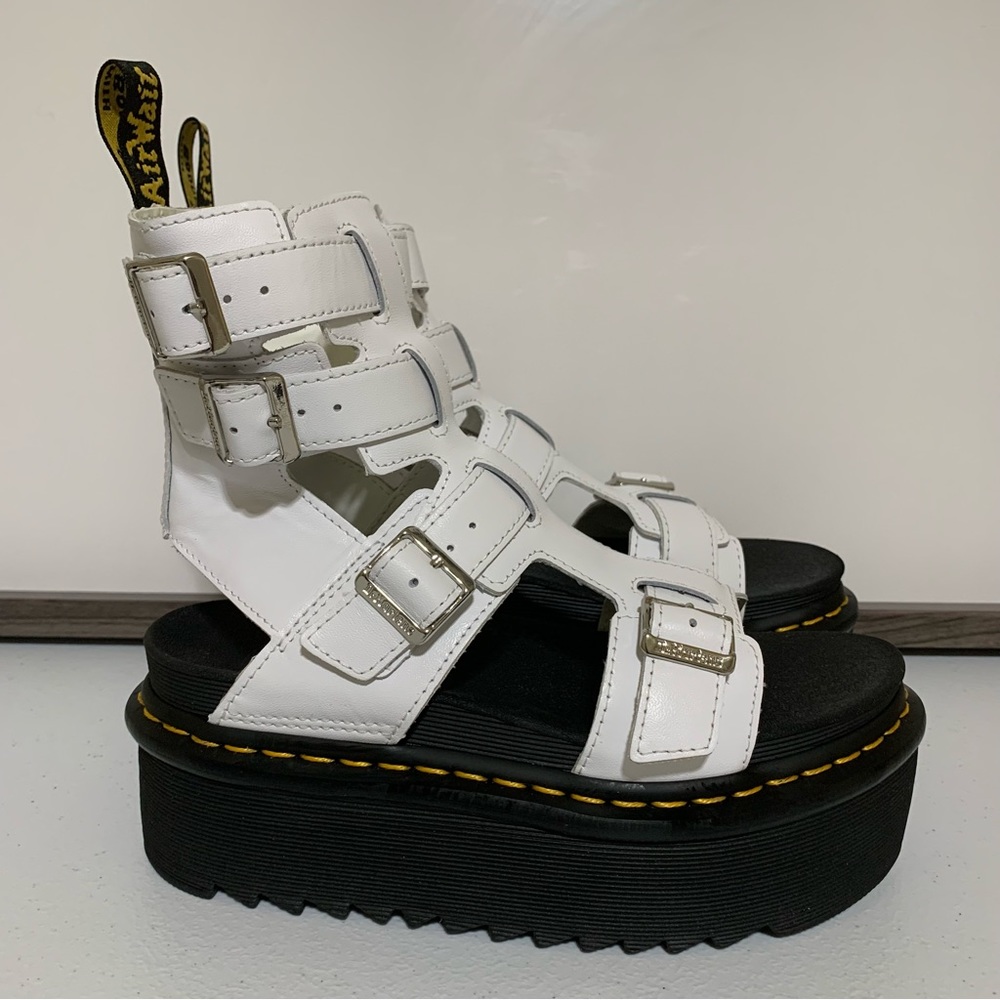 The Dr. Martens Giavanna White Leather Gladiator Platform Sandals-Size 6 NWOT